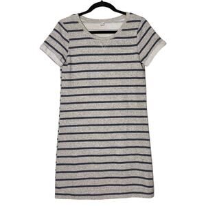 Hema T-Shirt Dress Women's Size Small Gray Blue Striped Sweater Shirt Dress
